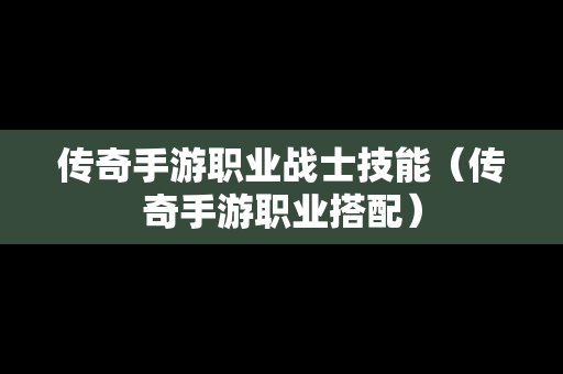 传奇手游职业战士技能（传奇手游职业搭配）