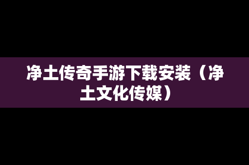 净土传奇手游下载安装（净土文化传媒）