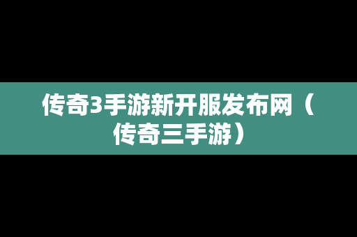 传奇3手游新开服发布网（传奇三手游）