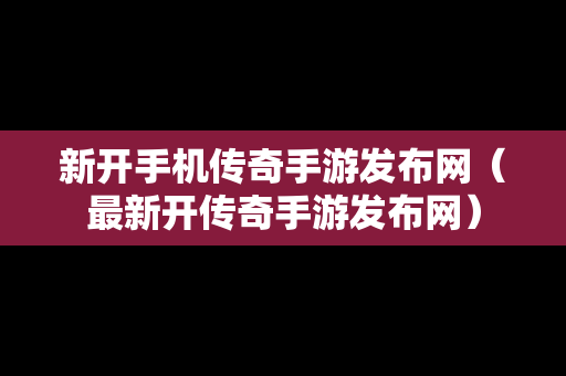 新开手机传奇手游发布网（最新开传奇手游发布网）