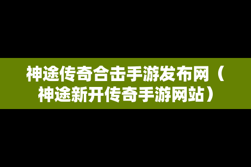 神途传奇合击手游发布网（神途新开传奇手游网站）