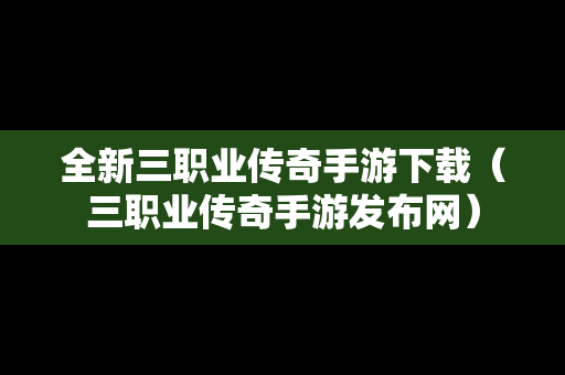 全新三职业传奇手游下载（三职业传奇手游发布网）