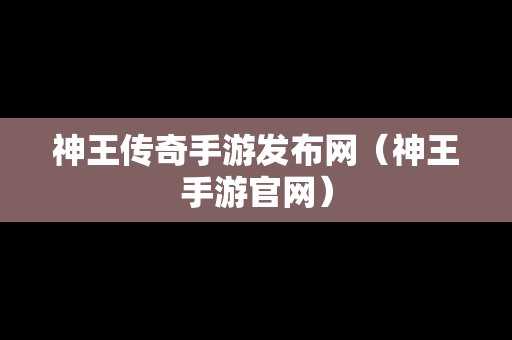 神王传奇手游发布网（神王手游官网）