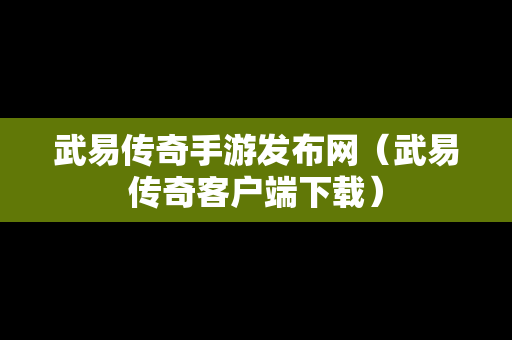 武易传奇手游发布网（武易传奇客户端下载）