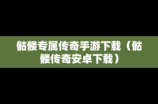 骷髅专属传奇手游下载（骷髅传奇安卓下载）