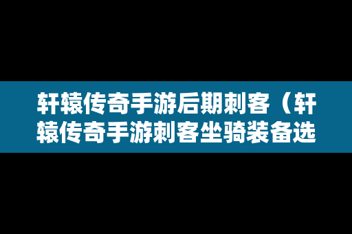 轩辕传奇手游后期刺客（轩辕传奇手游刺客坐骑装备选什么好）