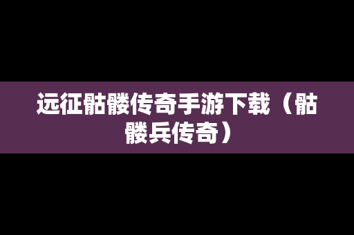 远征骷髅传奇手游下载（骷髅兵传奇）