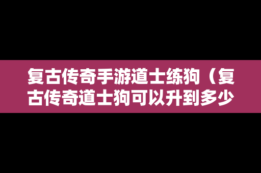 复古传奇手游道士练狗（复古传奇道士狗可以升到多少级）