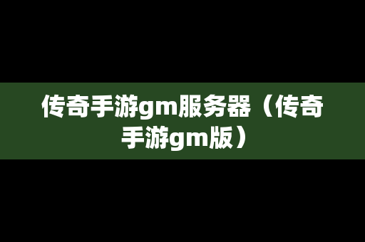 传奇手游gm服务器（传奇手游gm版）