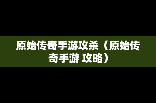 原始传奇手游攻杀（原始传奇手游 攻略）