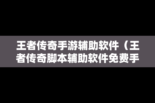 王者传奇手游辅助软件（王者传奇脚本辅助软件免费手游）