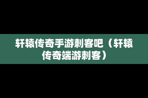 轩辕传奇手游刺客吧（轩辕传奇端游刺客）