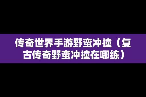 传奇世界手游野蛮冲撞（复古传奇野蛮冲撞在哪练）