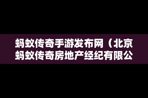 蚂蚁传奇手游发布网（北京蚂蚁传奇房地产经纪有限公司）